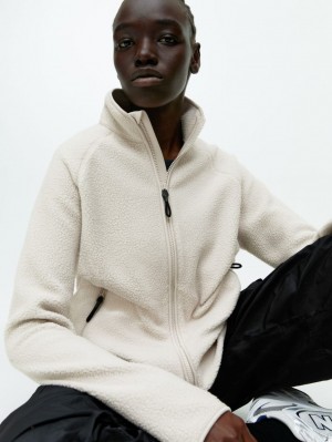 Geaca Arket Fleece Zip Dama Albi | Romania-BLMQ09647