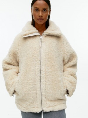 Geaca Arket Fluffy Pile Dama Albi | Romania-ULDK20476
