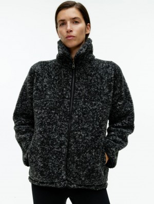 Geaca Arket High-Neck Pile Dama Negrii Albi | Romania-DRFP15976