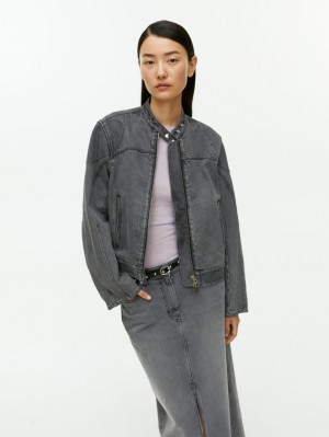 Geaca Arket Racer Denim Dama Gri Inchis | Romania-QAKF07653
