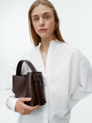 Geanta Crossbody Arket Piele Dama Maro Inchis | Romania-DTYS49057