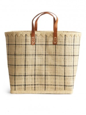 Genti De Cumparaturi Arket A World of Craft Large Raffia Dama Bej Negrii | Romania-VBHO31802
