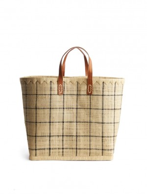 Genti De Cumparaturi Arket A World of Craft Small Raffia Dama Bej Negrii | Romania-DSJW40386