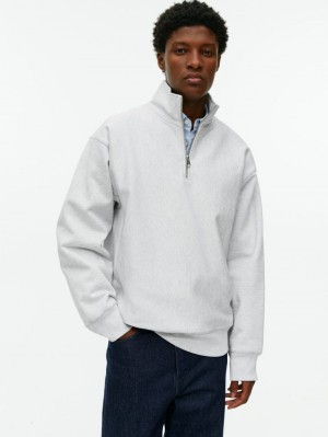 Hanorac Arket Heavyweight Half-Zip Barbati Gri Deschis | Romania-NAOF19542