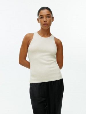 Maiou Arket Cashmere-Blend Racer Dama Albi | Romania-DMXY27983