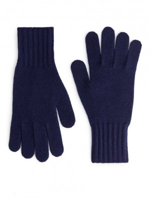 Manusi Arket Cashmere Barbati Albastri Inchis | Romania-PHLU92653