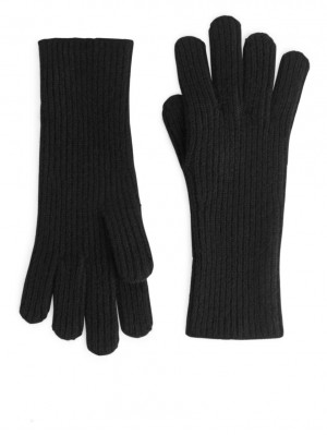 Manusi Arket Tricotate Cashmere Dama Negrii | Romania-NKAU69341