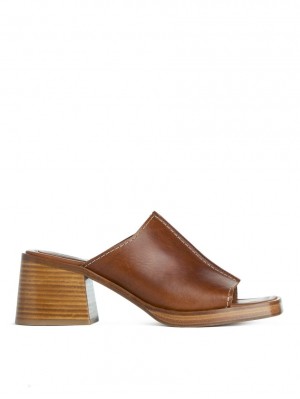 Mule Arket Grosolan Piele Dama Maro | Romania-DNZW86702