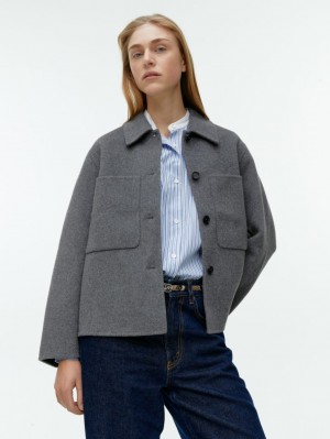 Overshirt Arket Double-Face Lână Dama Gri | Romania-MHSU50891