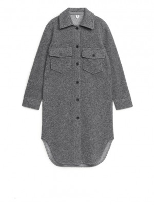 Overshirt Arket Long Pile Dama Gri | Romania-NDLS29483