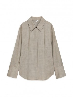 Overshirt Arket Tailored Lână Blend Dama Bej | Romania-DCJP15604