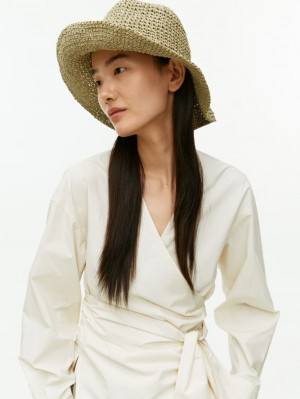 Palarie Arket Straw Hat Dama Kaki Verzi | Romania-UAQR35840