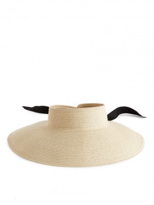Palarie Arket Straw Sun Visor Dama Bej Negrii | Romania-UZYT18269