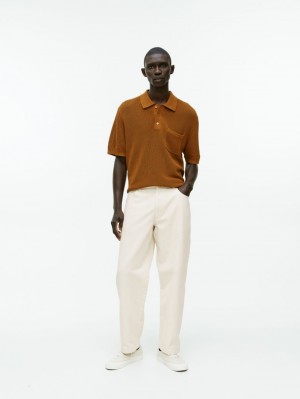 Pantaloni Arket Bumbac Barbati Albi | Romania-LEWS09761