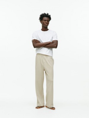 Pantaloni Arket Bumbac Jersey Barbati Bej | Romania-QCWV01987