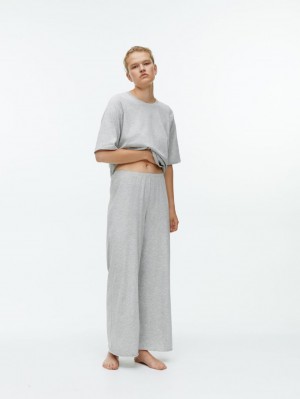Pantaloni Arket Bumbac Pyjama Dama Gri | Romania-YPUV81627