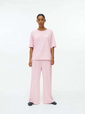 Pantaloni Arket Bumbac Pyjama Dama Roz | Romania-NEVZ37264