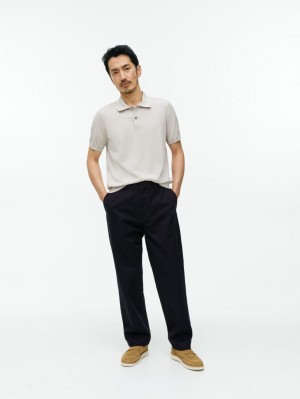 Pantaloni Arket Bumbac Twill Barbati Albastri Inchis | Romania-IJQH94251