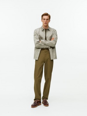 Pantaloni Arket Bumbac Twill Barbati Bej Inchis | Romania-BRAL26481