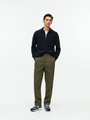 Pantaloni Arket Bumbac Twill Chinos Barbati Kaki Inchis Verzi | Romania-UVDC38265