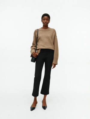 Pantaloni Arket Cropped Bumbac Stretch Dama Negrii | Romania-DZEA74910