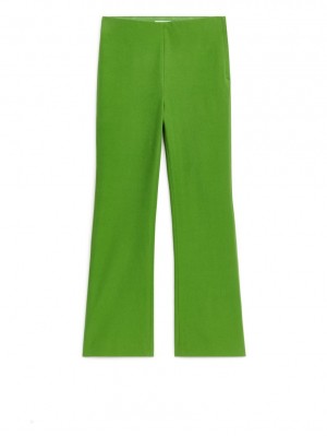 Pantaloni Arket Cropped Bumbac Stretch Dama Verzi | Romania-JCXD38406