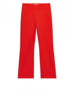 Pantaloni Arket Cropped Bumbac Stretch Dama Roz Rosii | Romania-HXRL27439