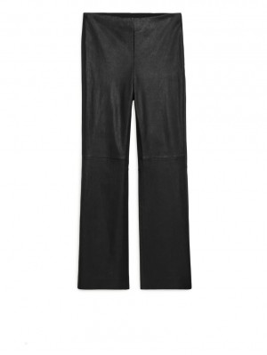 Pantaloni Arket Cropped Stretch Piele Dama Negrii | Romania-AFKJ58743