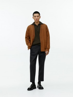 Pantaloni Arket Cropped Tapered Lână Barbati Gri | Romania-MUTP95036