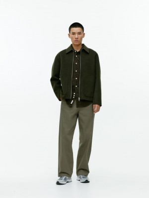 Pantaloni Arket Cu Catarama-Back Bumbac Barbati Kaki Verzi | Romania-JBZK70834
