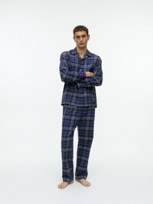 Pantaloni Arket Flannel Pyjama Barbati Albastri | Romania-ZUTS90715