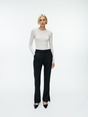 Pantaloni Arket Flared Pinstripe Dama Negrii | Romania-HIDQ87059