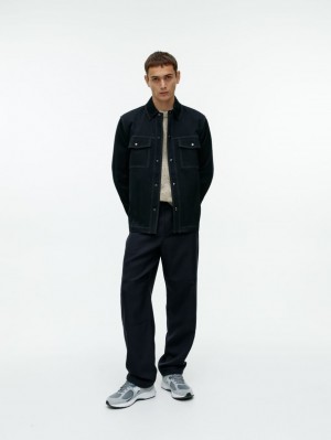 Pantaloni Arket Hopsack Barbati Albastri Inchis | Romania-GKJM53086