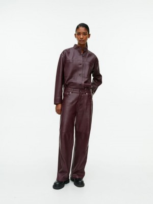 Pantaloni Arket Largi-Leg Piele Dama Visinii | Romania-RGOL14058