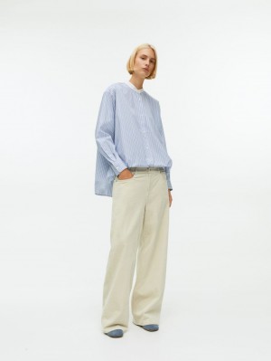 Pantaloni Arket Largi Corduroy Dama Albi | Romania-FAQT37041