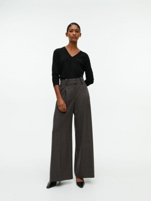 Pantaloni Arket Largi Lână-Blend Dama Maro Inchis | Romania-VFYQ12504
