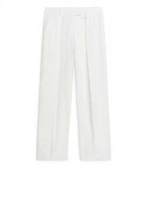 Pantaloni Arket Linen Dama Albi | Romania-MZLV92176