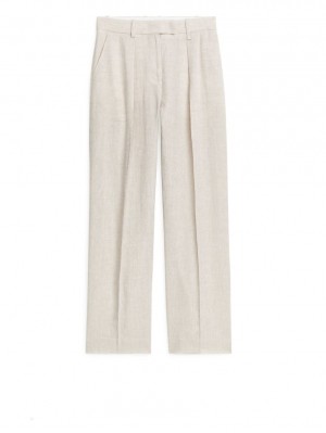 Pantaloni Arket Linen Dama Bej Deschis | Romania-NQJI31476