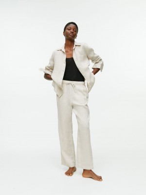 Pantaloni Arket Linen Drawstring Dama Bej | Romania-GREP45607