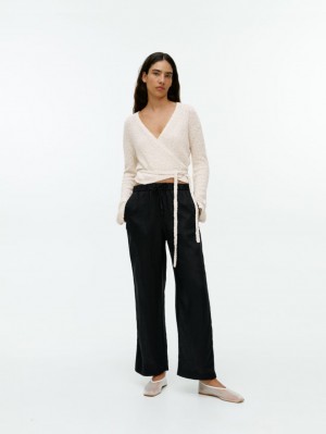 Pantaloni Arket Linen Drawstring Dama Negrii | Romania-TUFQ42198