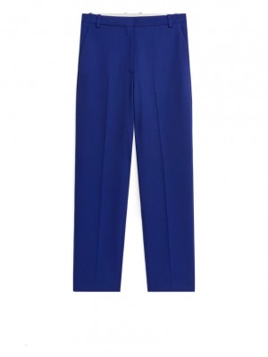 Pantaloni Arket Lână Blend Dama Albastri | Romania-HNYG58016