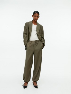 Pantaloni Arket Lână Twill Cargo Dama Kaki Verzi | Romania-SNRJ36412