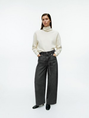 Pantaloni Arket Paperbag Denim Dama Gri Inchis | Romania-SKTX76049