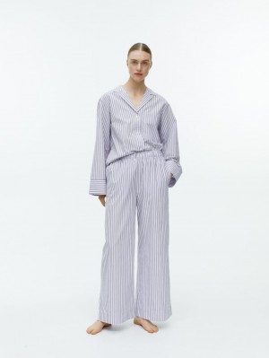 Pantaloni Arket Relaxed Pyjama Dama Albi Negrii | Romania-SAHP04183