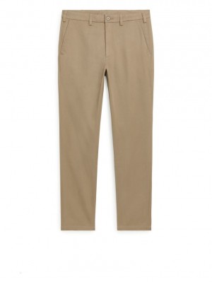 Pantaloni Arket Slim Bumbac Chinos Barbati Bej | Romania-CMNP72651