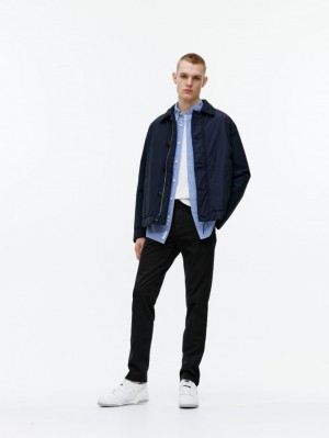 Pantaloni Arket Slim Bumbac Chinos Barbati Negrii | Romania-JIUY64395