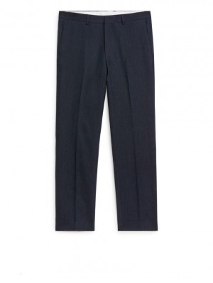 Pantaloni Arket Slim Hemp-Bumbac Barbati Albastri Inchis | Romania-JYKD78312