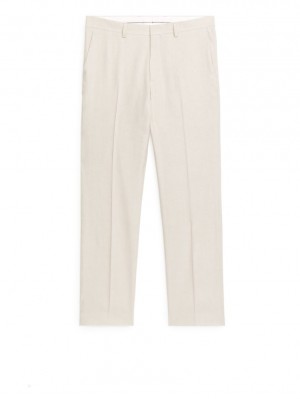 Pantaloni Arket Slim Hemp-Bumbac Barbati Bej Deschis | Romania-NQKV86509