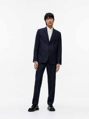 Pantaloni Arket Slim Hopsack-Lână Barbati Albastri Inchis | Romania-HUGX53216