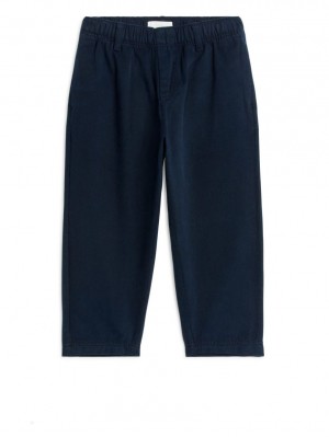 Pantaloni Arket Tapered Bumbac Chinos Baieti Albastri Inchis | Romania-RVIH81537